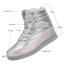 Women's Shoes Hidden Wedges 5.5cm Fashion Sneakers Ankle Boots Bootie Platform Heel High Top Casual Sports - 銀色 - 查看 2