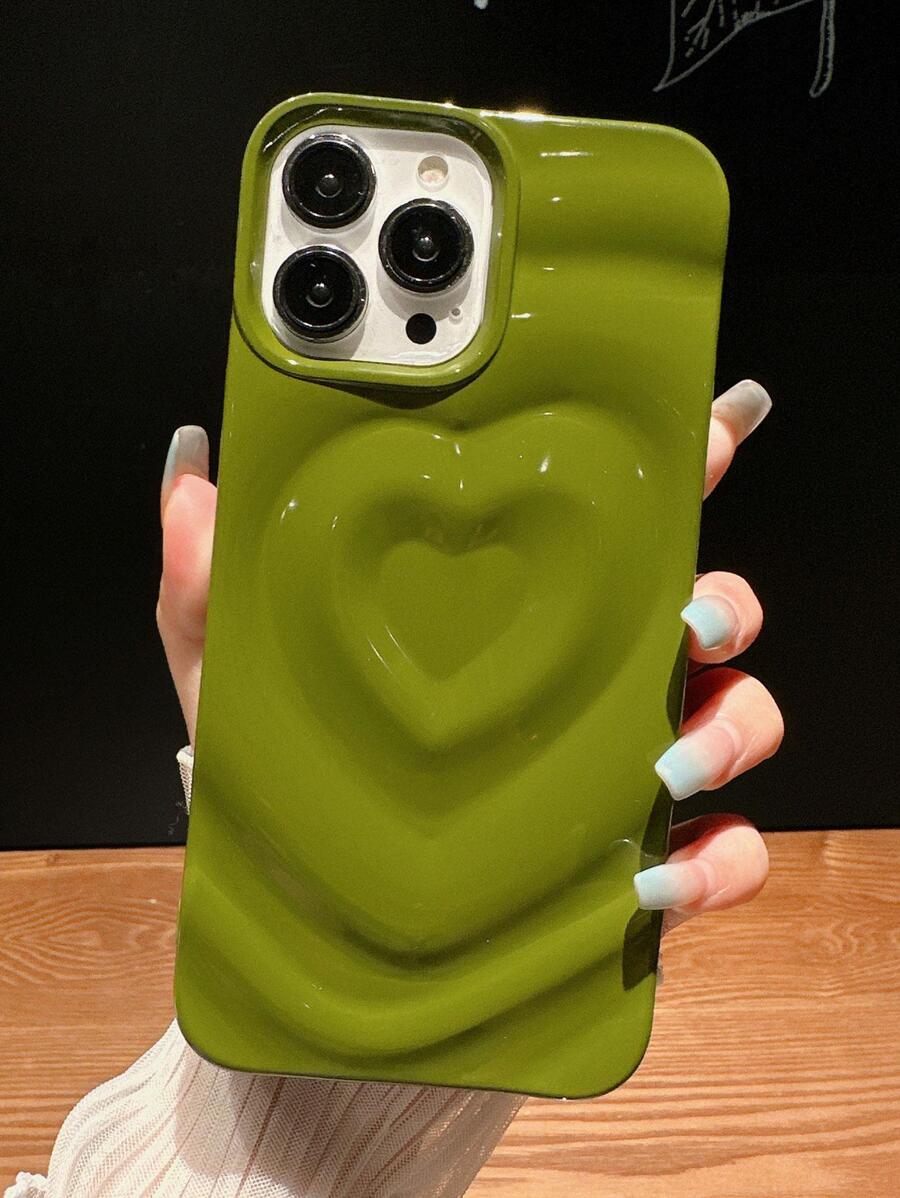 情人节绿色闪光粉和亮油防摔手机壳适用于 防水防震防刮 - 綠色 - 查看 1