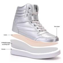 Women's Shoes Hidden Wedges 5.5cm Fashion Sneakers Ankle Boots Bootie Platform Heel High Top Casual Sports - 銀色 - 查看 3