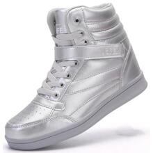 Women's Shoes Hidden Wedges 5.5cm Fashion Sneakers Ankle Boots Bootie Platform Heel High Top Casual Sports - 銀色 - 查看 9