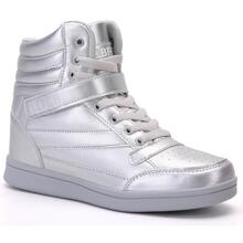 Women's Shoes Hidden Wedges 5.5cm Fashion Sneakers Ankle Boots Bootie Platform Heel High Top Casual Sports - 銀色 - 查看 8