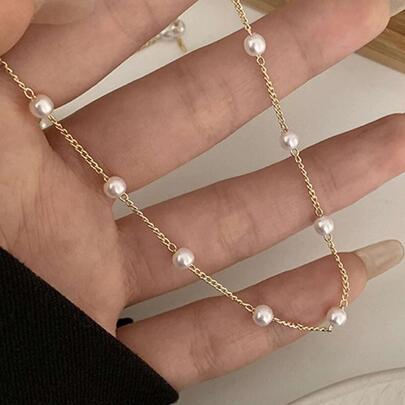 假珍珠裝飾頸鍊