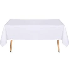 素色簡約風格滌綸桌布,,抗皺紋和可水洗 - 白色 - 查看 4
