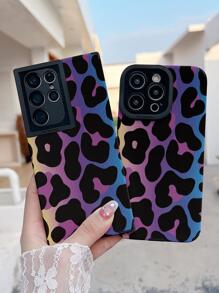 Leopardenmuster 1 Stück Leder- & Malerei-TPU-Handyhülle Kompatibel mit iPhone 11/12/13/14/15 und Samsung-Serien
