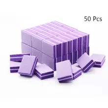 50pcs/Pack Disposable Washable Double-Sided Purple Nail Buffing Block And Shine Kit For Polishing & Smoothing - Purple - View 2
