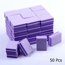 50pcs/Pack Disposable Washable Double-Sided Purple Nail Buffing Block And Shine Kit For Polishing & Smoothing - Purple - View 3