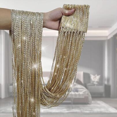 Shiny Silver Thread Thick Fringe Curtain