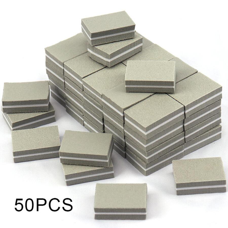 Rectangular Mini Nail Buffing Block, Disposable Washable Soft Double-Sided Shine Kit For Polishing & Smoothing 50pcs/Pack - Grey - View 1