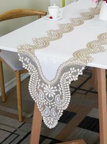 1 pieza Bandera blanco con bordado con encaje mesa - Blanco - Ver 5