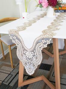 1 pieza Bandera blanco con bordado con encaje mesa - Blanco - Ver 2