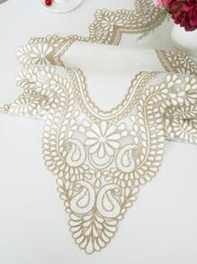 1 pieza Bandera blanco con bordado con encaje mesa - Blanco - Ver 7