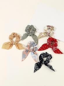 Bộ 6 Phụ Kiện Tóc Đơn Giản Màu Trơn Dây Buộc Tóc Tai Thỏ Thích Hợp Để Đeo Hàng Ngày - Nhiều màu - Xem 2