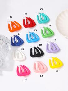 1雙時尚幾何設計開口耳環適合女士日常裝飾 - 彩色 - 查看 1