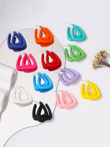 1雙時尚幾何設計開口耳環適合女士日常裝飾 - 彩色 - 查看 6