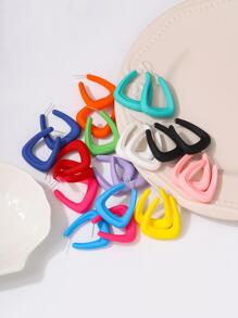 1雙時尚幾何設計開口耳環適合女士日常裝飾 - 彩色 - 查看 7