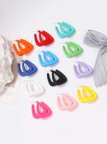 1雙時尚幾何設計開口耳環適合女士日常裝飾 - 彩色 - 查看 4