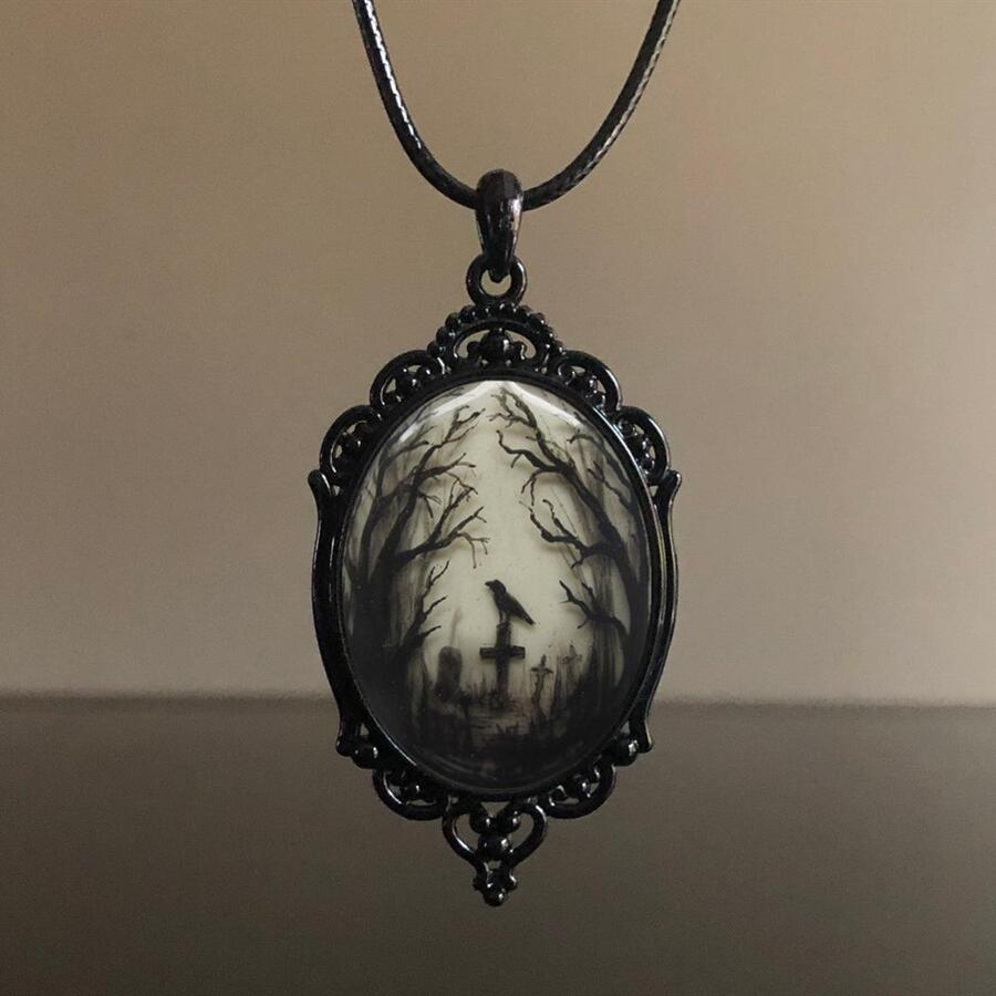 Gothic Raven Cross Pendant Necklace - cross - View 1