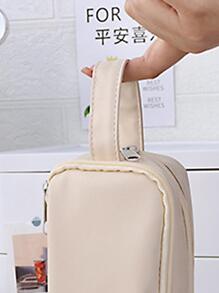 1 pieza Caja de pluma estilo japones de gran capacidad transparente de doble capa - Blanco - Ver 8