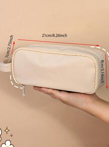 1 pieza Caja de pluma estilo japones de gran capacidad transparente de doble capa - Blanco - Ver 7