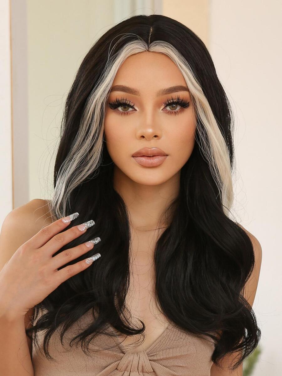 長款卷人造假髮 - 拼色 - 查看 1