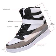 Women's Hidden Wedges 5.5cm Ankle Boots Platform Bootie Heel High Top Fashion Sneakers Casual Sports Shoes - 黑與白 - 查看 2