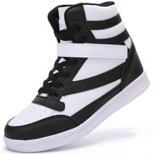 Women's Hidden Wedges 5.5cm Ankle Boots Platform Bootie Heel High Top Fashion Sneakers Casual Sports Shoes - 黑與白 - 查看 4