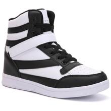 Women's Hidden Wedges 5.5cm Ankle Boots Platform Bootie Heel High Top Fashion Sneakers Casual Sports Shoes - 黑與白 - 查看 6