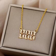 afortunado número 888 zirconia Collar con ajustable con cadena , moda Accesorio - Amarillo Oro - Ver 2