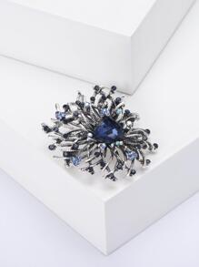 1入組魅力四射鋅合金水鑽裝飾花朵設計胸針適合女士日常裝飾 - 藍色 - 查看 3