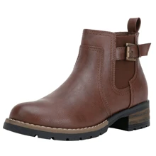 Comfyshoes Women's Ankle Boots, Chelsea Booties,Chunky Low Heel Boots With Zip - 摩卡棕 - 查看 2