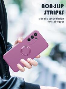 Husă de telefon în culoare solidă cu inel de susținere, compatibilă cu 15/15Plus/15Pro/15Promax - Violet - Vizualizare 5