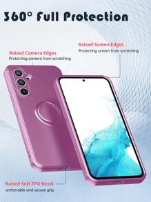 Husă de telefon în culoare solidă cu inel de susținere, compatibilă cu 15/15Plus/15Pro/15Promax - Violet - Vizualizare 2