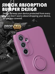 Husă de telefon în culoare solidă cu inel de susținere, compatibilă cu 15/15Plus/15Pro/15Promax - Violet - Vizualizare 7
