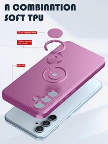 Husă de telefon în culoare solidă cu inel de susținere, compatibilă cu 15/15Plus/15Pro/15Promax - Violet - Vizualizare 9
