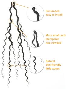 1 包仿卷发辫钩针发，18 英寸女神波西米亚辫钩针发，嬉皮辫，女士钩针编织发辫，合成编织发辫（14 英寸、18 英寸、22 英寸、1 包、1B） - 黑色 - 查看 4