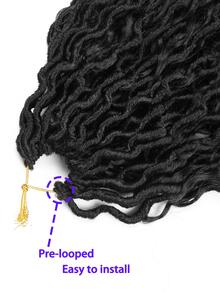 1 包仿卷发辫钩针发，18 英寸女神波西米亚辫钩针发，嬉皮辫，女士钩针编织发辫，合成编织发辫（14 英寸、18 英寸、22 英寸、1 包、1B） - 黑色 - 查看 6