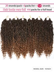 6入組捲曲人造鉤針頭髮，18 英寸鉤針頭髮嬉皮合成辮子，波西米亞風格接髮（14 英寸，18 英寸，22 英寸，6入組，T1B/30） - 彩色 - 查看 2