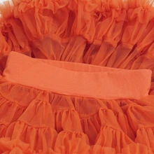 小女童褶邊網紗覆蓋半身裙 - 橘色 - 查看 7