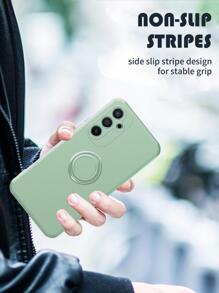 Green Solid Color Phone Case With Ring Holder Compatible With IPhone15/15Plus/15Pro/15Promax Waterproof Shockproof Anti-Fall Scratch Resistant - Mint Green - View 5