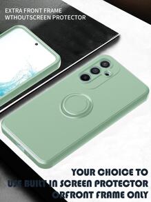 Green Solid Color Phone Case With Ring Holder Compatible With IPhone15/15Plus/15Pro/15Promax Waterproof Shockproof Anti-Fall Scratch Resistant - Mint Green - View 6