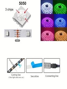 1 pieza 12 LED de plástico 5050 RGB Tira de luces LED , moderno Tira de luces LED con control remoto para sala de estar Decoración - Multicolor - Ver 4