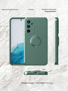 纯色手机壳，带指环支架，兼容 15/15 Plus/15 Pro/15 Pro Max，防水防震防摔防刮，国际版，非国内版 - 軍綠色 - 查看 3