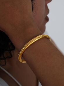 1入組歐美復古星星和水鑽鑲嵌打開開口手鐲,不銹鋼手鐲 - 彩色 - 查看 1