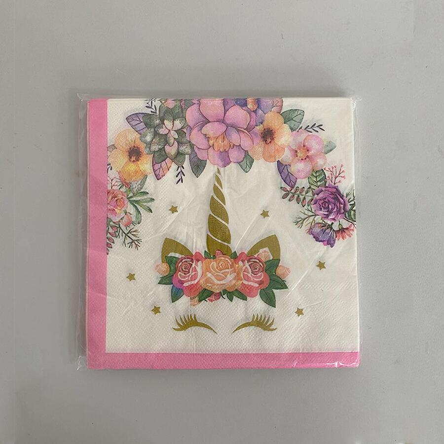 20 cái/gói khăn giấy dùng một lần họa tiết kỳ lân - Màu be - Xem 1