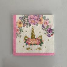 20 cái/gói khăn giấy dùng một lần họa tiết kỳ lân - Màu be - Xem 2