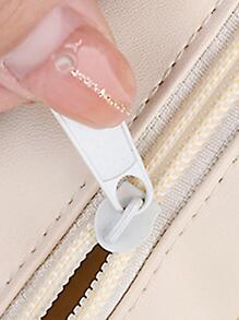 1 pieza Estuche estilo japones de gran capacidad doble capas transparente - Gris - Ver 10