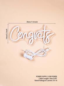 1 pieza felicitaciones LED Luz de neón para graduación Decoración - Blanco - Ver 4