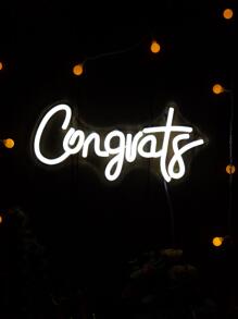 1 pieza felicitaciones LED Luz de neón para graduación Decoración - Blanco - Ver 3