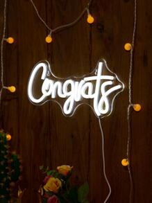 1 pieza felicitaciones LED Luz de neón para graduación Decoración - Blanco - Ver 2