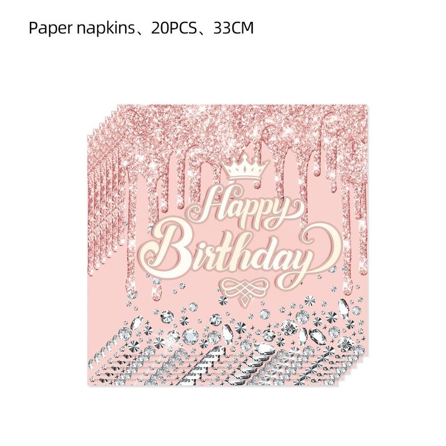 20pcs/pack Birthday Party Disposable Paper Napkins - Blue - View 1